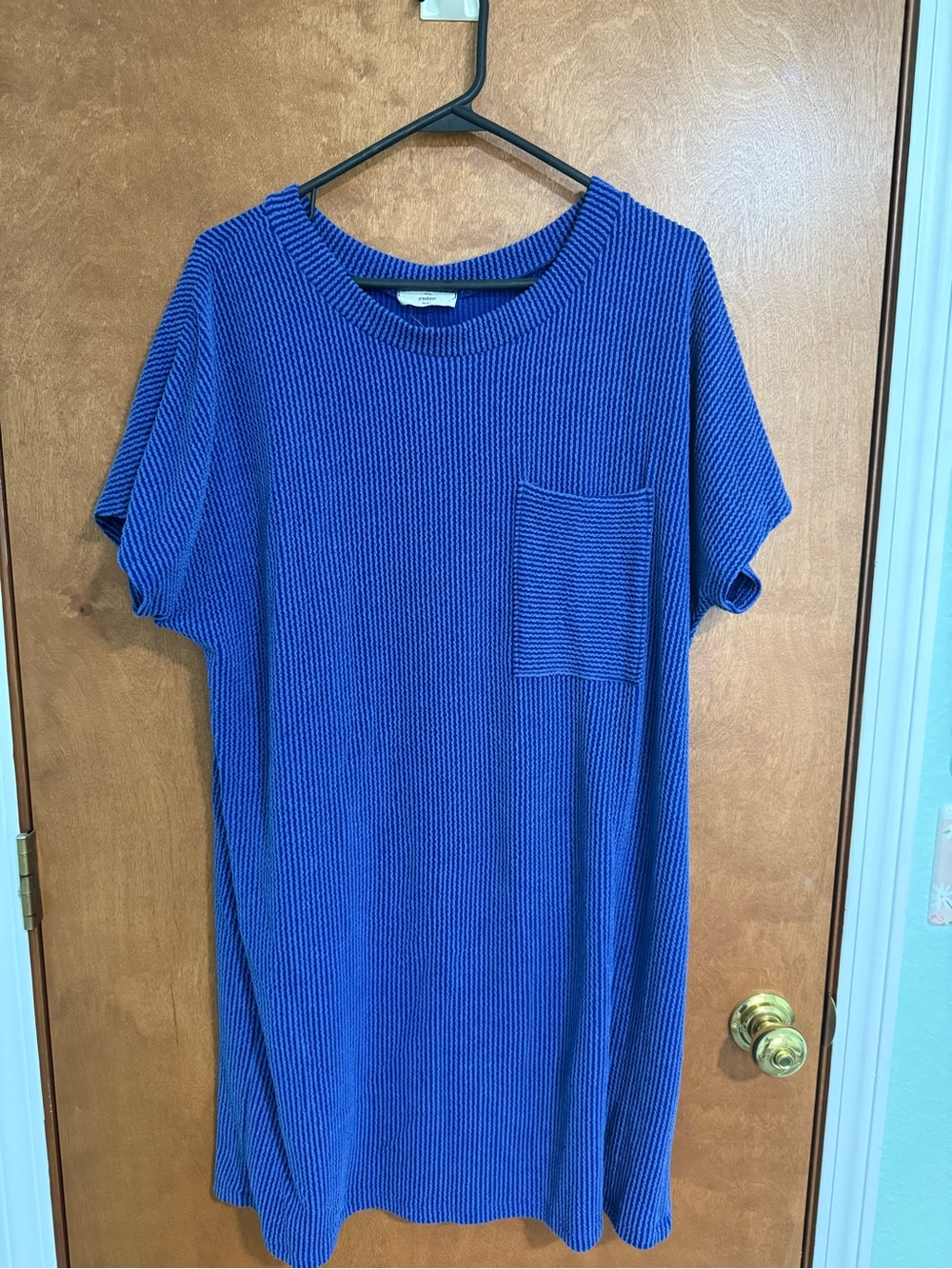 Royal Blue Ribbed Pocket Maternity T-Shirt Dress